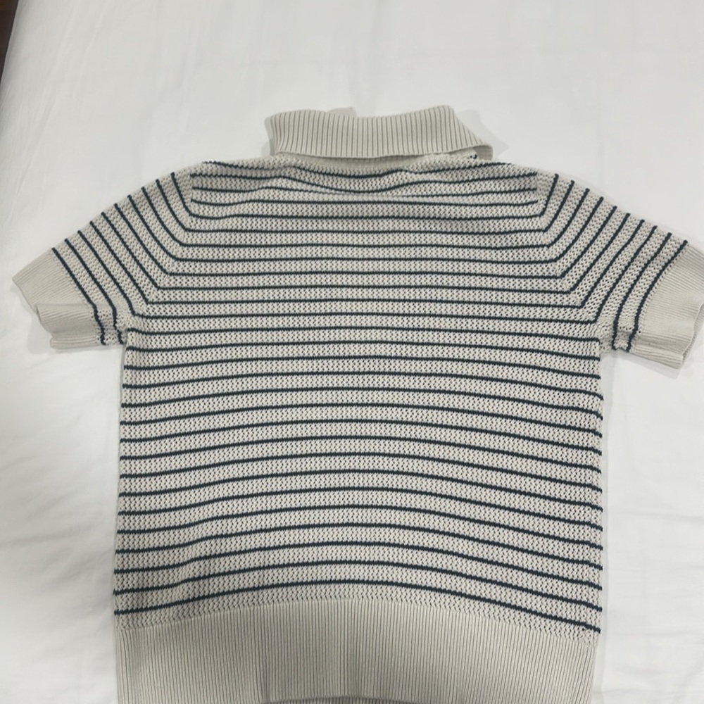 EUC Crochet Stitch Polo Sweater | color: Marshmallow - Picture 5 of 9